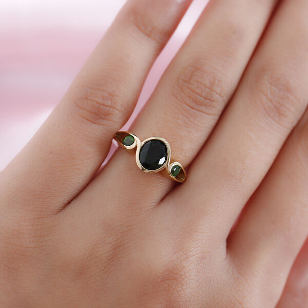 Nat&uuml;rlicher Chromdiopsid Ring 925 Silber vergoldet  ca. 1,54 ct image number 3