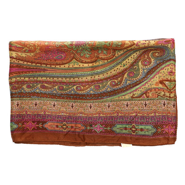 100% Natur Seide, Designer Schal, 50x160 cm, Braun/Pink image number 5