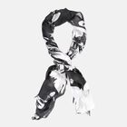 LA MAREY 100 % natürlicher Maulbeerseiden Schal, Karikatur Muster, Größe: 180x110 cm, Schwarz und Weiß image number 0