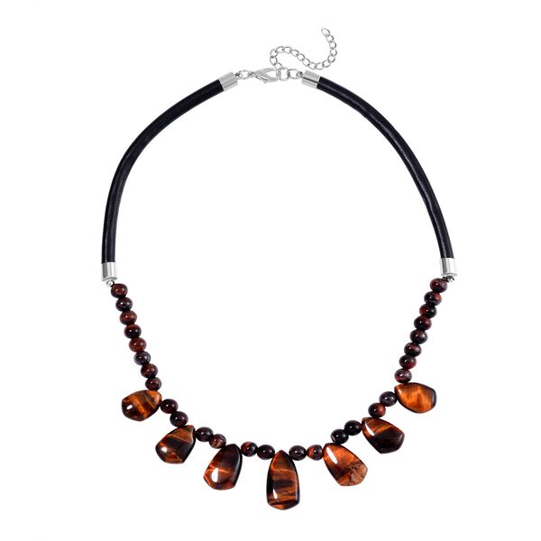 Gelbes Tigerauge, Wei&szlig;er Kristall Halskette, ca. 45 cm, ca. 115.10 ct