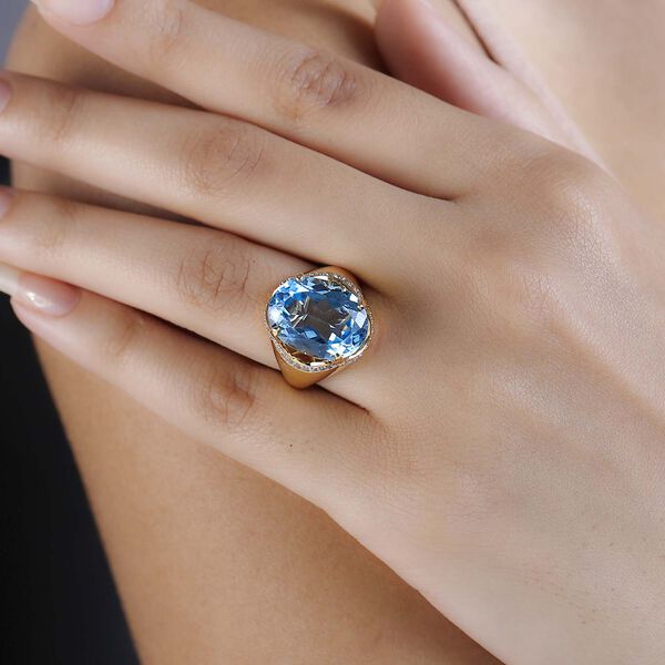 Himmelblauer Topas und Zirkon-Ring - 12,54 ct. image number 2