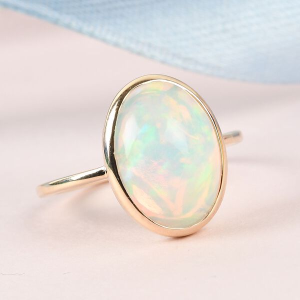 AAA Nat&uuml;rlicher &Auml;thiopischer Opal Solit&auml;r Ring 375 Gelbgold image number 2