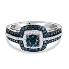D'Joy Blauer Diamant Ring 925 Silber rhodiniert (Größe 17.00) ca. 1,03 ct