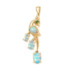 AA Natürlicher, äthiopischer Welo Opal Anhänger 925 Silber 750 Gelbgold Vermeil ca. 1.36 ct