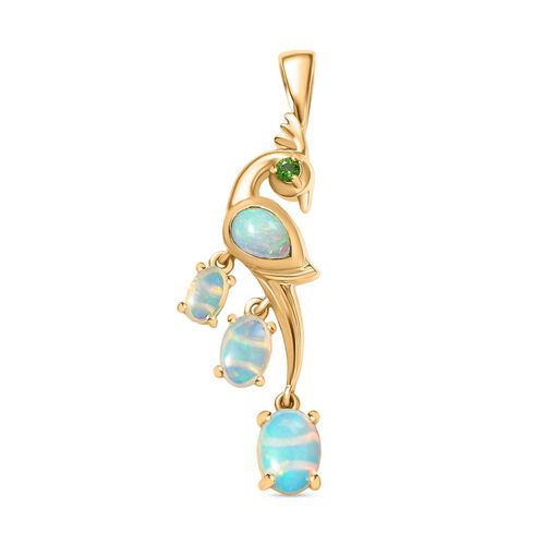 AA Natürlicher, äthiopischer Welo Opal Anhänger 925 Silber 750 Gelbgold Vermeil ca. 1.36 ct image number 0