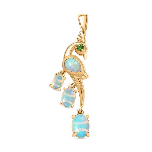 AA Natürlicher, äthiopischer Welo Opal Anhänger 925 Silber 750 Gelbgold Vermeil ca. 1.36 ct image number 0