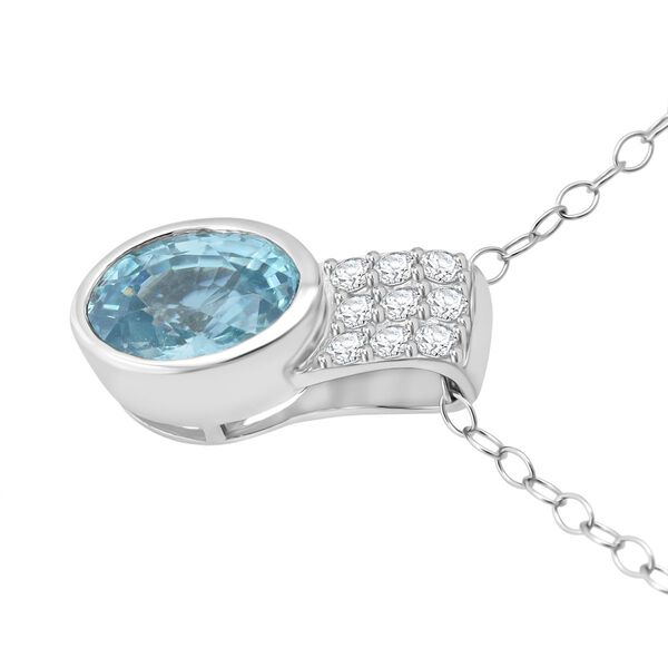 D'Joy AA blauer Zirkon und Moissanit Anh&auml;nger mit 50cm Kette - 2,24 ct. image number 3