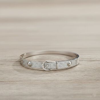 Wei&szlig;er Zirkonia Armreif ca. 19 cm Nickelfreies Messing