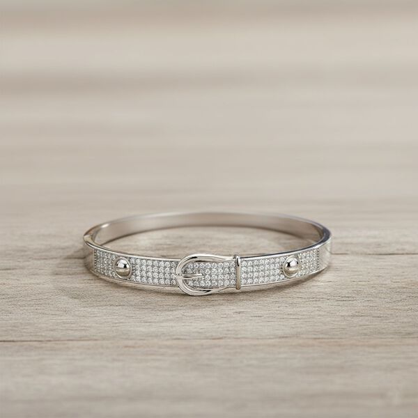 Weißer Zirkonia Armreif ca. 19 cm Nickelfreies Messing Standard image number 1