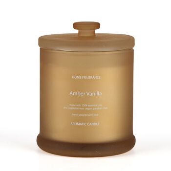 LIVMORE Home Fragrance Kollektion, Duftkerze im Farbglas, Ambra Vanille, 370 g Sojawachs, 55 Std., 10,2 x 10,2 x 13 cm