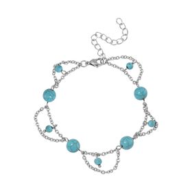 Blauer Howlit Armband ca. 19 cm Reiner Edelstahl ca. 15.15 ct