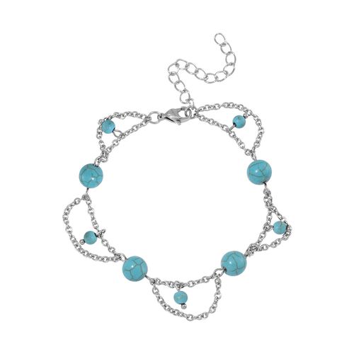 Blauer Howlit Armband ca. 19 cm Reiner Edelstahl ca. 15.15 ct image number 0