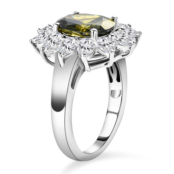 Peridot farbener Zirkonia und weißer Zirkonia-Ring, reines, Ionenbeschichtetes Messing  ca. 7,21 ct image number 5