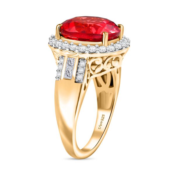 D'Joy Labor Padparadscha Saphir und Moissanit Anhänger mit 45cm Kette und Ring image number 12