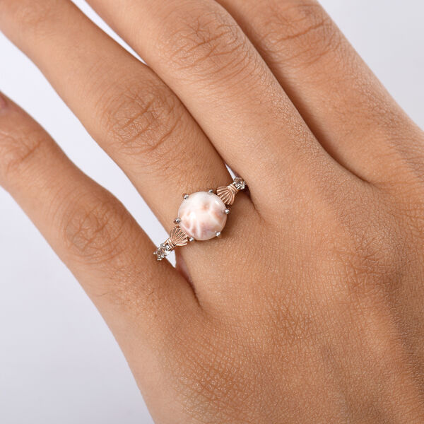 Djoy AA Natrolith, Wei&szlig;er Zirkon Ring 925 Silber &Uuml;berlagerung aus Ros&eacute;gold und Platin (Gr&ouml;&szlig;e 20.00) ca. 2.96 ct image number 3