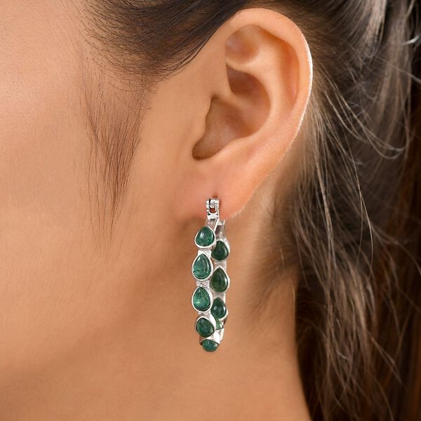 Grüne Aventurin-Ohrringe, Edelstahl ca. 9,90 ct image number 3