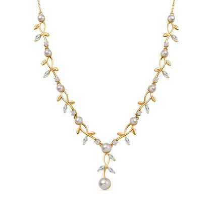 S&uuml;&szlig;wasser Perle Halskette ca. 45 cm vergoldet