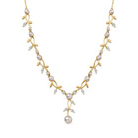 Süßwasser Perle Halskette ca. 45 cm vergoldet