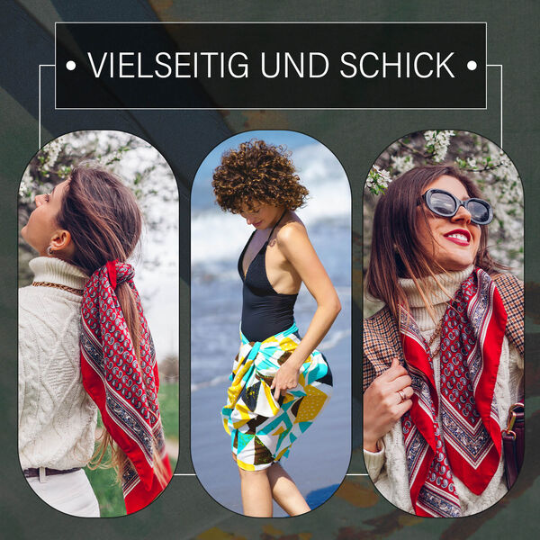 LA MAREY: Premium Selection - 100% Maulbeerenseiden-Halztuch mit Lebensbaum Druck, 35 x 150 cm, Lebensbaum image number 5