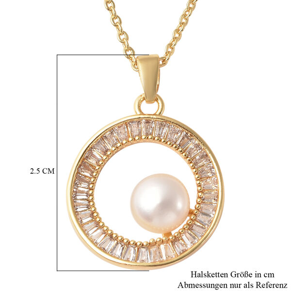 Wei&szlig;er S&uuml;&szlig;wasserperlen- und wei&szlig;er, k&uuml;nstlicher Diamant-Anh&auml;nger, Messing image number 7