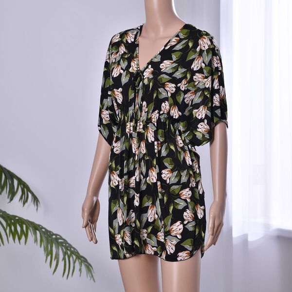 Kurzärmeliges, tailliertes Top, Schwarz image number 3