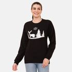 100% Baumwoll-Flanell Strick Sweatshirt mit Applikation, Schwarz Größe 40  image number 3