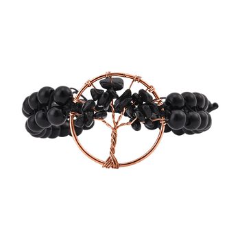 Schwarzes Glasachat Armband, ca. 15.25 cm, Messing  ca. 69.00 ct