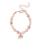 Mehrfarbiges Süßwasser Perle, Kristall Armband, Flexibel, rosévergoldet