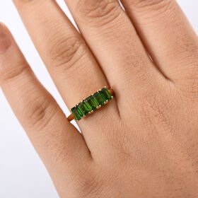 D’joy Natürlicher Chromdiopsid Ring 925 Silber vergoldet (Größe 21.00) ca. 1,54 ct