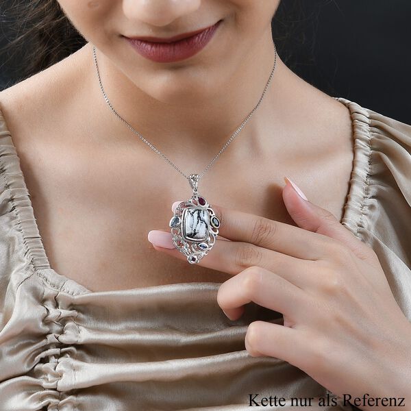 Weißer Büffel und mehrfarbiger Edelsteine-Anhänger - 11,75 ct. image number 2