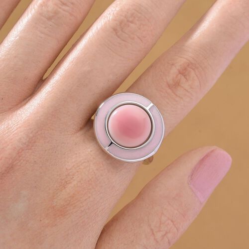 D'Joy Natürlicher Rosa Königsmuschel Perle Ring 925 Silber Zweifarbige Beschichtung (Größe 18.00) ca. 6,25 ct image number 1