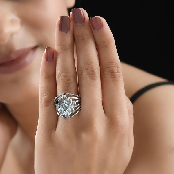 Himmelblauer Topas Ring, Edelstahl (Größe 17.00) ca. 4.52 ct image number 3