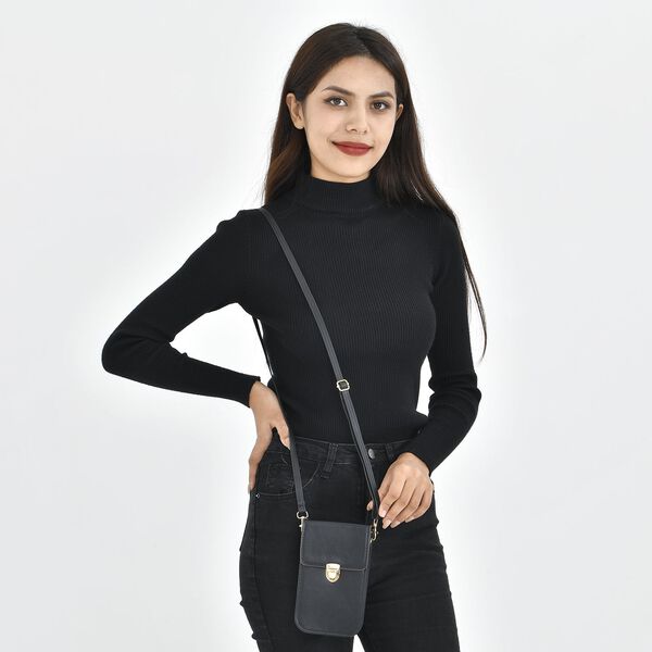 Crossbody Tasche mit RFID Schutz, 10,6x17,6x5cm, Riemen 117cm, schwarz image number 2