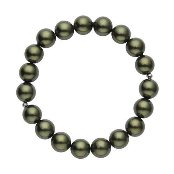 Gr&uuml;nes Muschelkernperlen-Armband und Ohrringe, 925 Silber rhodiniert image number 4