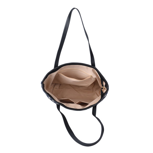 Klassische Handtasche mit Streifenmuster, Blau/beige image number 5