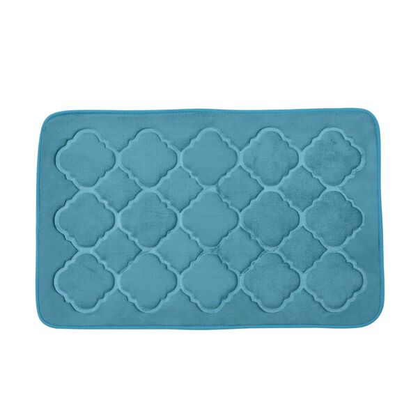 Homesmart- 2er-Set gepr&auml;gte Flanell-Badematte mit rutschfester Unterseite, T&uuml;rkis image number 4