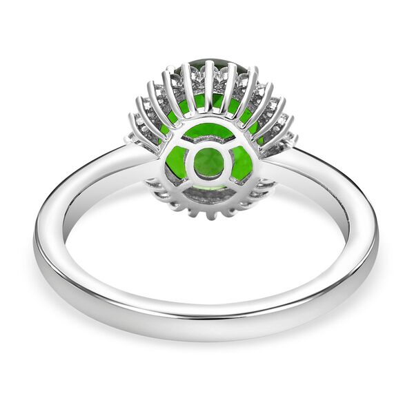 Nat&uuml;rlicher Chromdiopsid und wei&szlig;er Zirkon-Ring, 925 Silber rhodiniert  ca. 3,05 ct image number 7