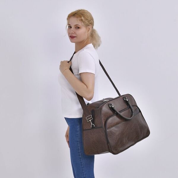 Kunstleder Reisetasche, dunkelbraun image number 2