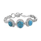 Blaues Türkis Armband ca. 18 cm Edelstahl ca. 18.47 ct