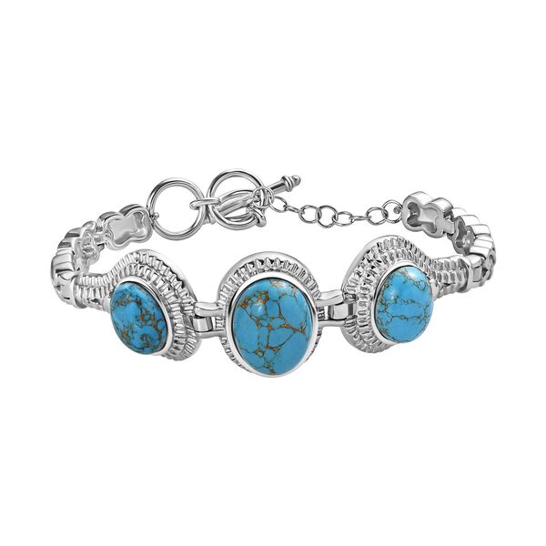 Blaues T&uuml;rkis Armband ca. 18 cm Edelstahl ca. 18.47 ct