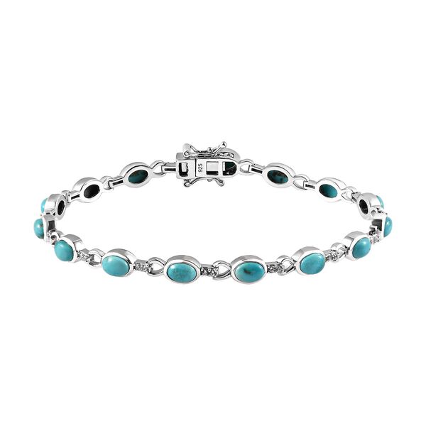 Sierra Nevada T&uuml;rkis und Zirkon-Armband, 925 Silber platiniert, 8,37 ct