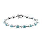Sierra Nevada Türkis und eißer Zirkon Armband, ca. 20 cm, 925 Silber platiniert ca. 8.37 ct