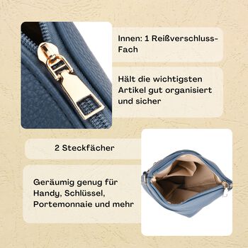 Crossbody-Tasche mit gemustertem Schulterriemen und vielen F&auml;chern, 23&times;26 cm, Blau