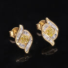 Gelbe Diamant, weiße Diamant Ohrringe, 925 Silber Gelbgold Vermeil ca. 0.33 ct image number 1