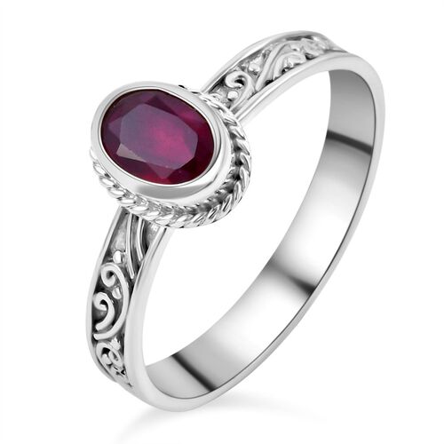 Royal Bali - Afrikanischer Rubin (Fissure gefüllt) Ring, 925 Silber (Größe 16.00) ca. 1.40 ct image number 0