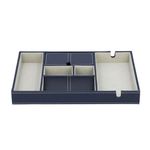 Schreibtisch Organizer mit 6 Fächern, Smartphone und Brillenfach, Blau image number 1
