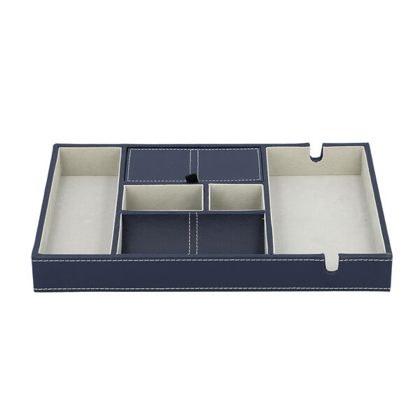 Schreibtisch Organizer mit 6 Fächern, Smartphone und Brillenfach, Blau image number 1
