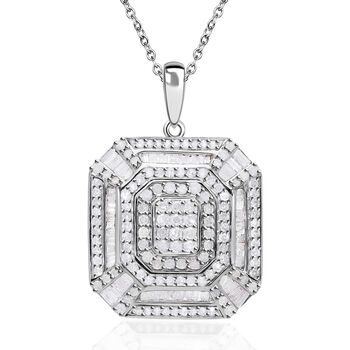 Wei&szlig;er Diamant Anh&auml;nger mit Kette, 925 Silber platiniert ca. 1.47 ct