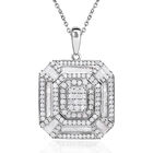 Weißer Diamant Anhänger mit Kette, 925 Silber platiniert ca. 1.47 ct