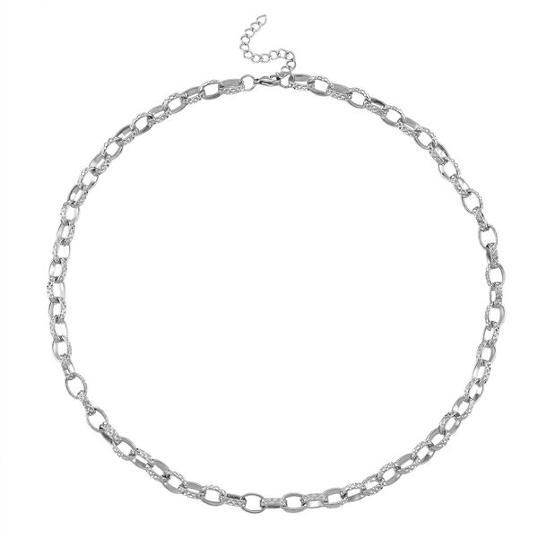 Doppelreihige Halskette mit ovalen Gliedern, Edelstahl, ca. 50 cm, Silberfarben image number 6